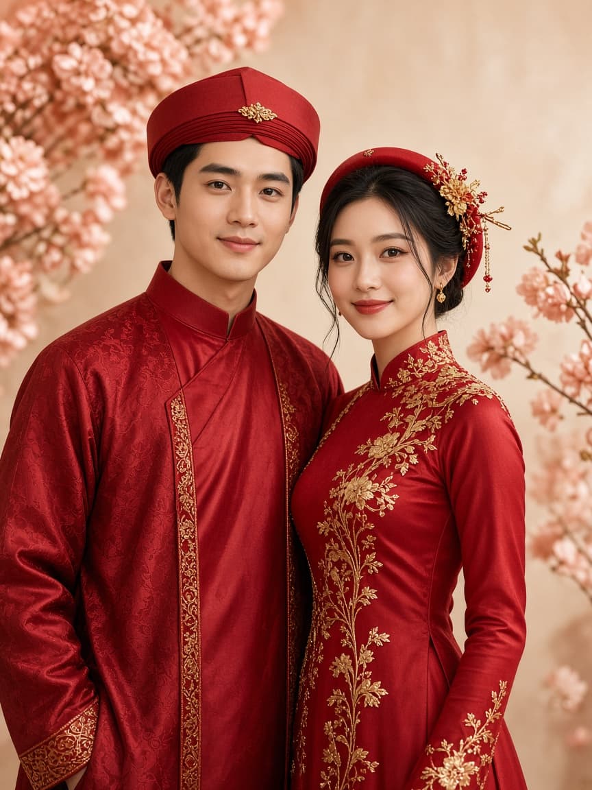 Xem trước mẫu website cưới Asian Crimson & Blossom