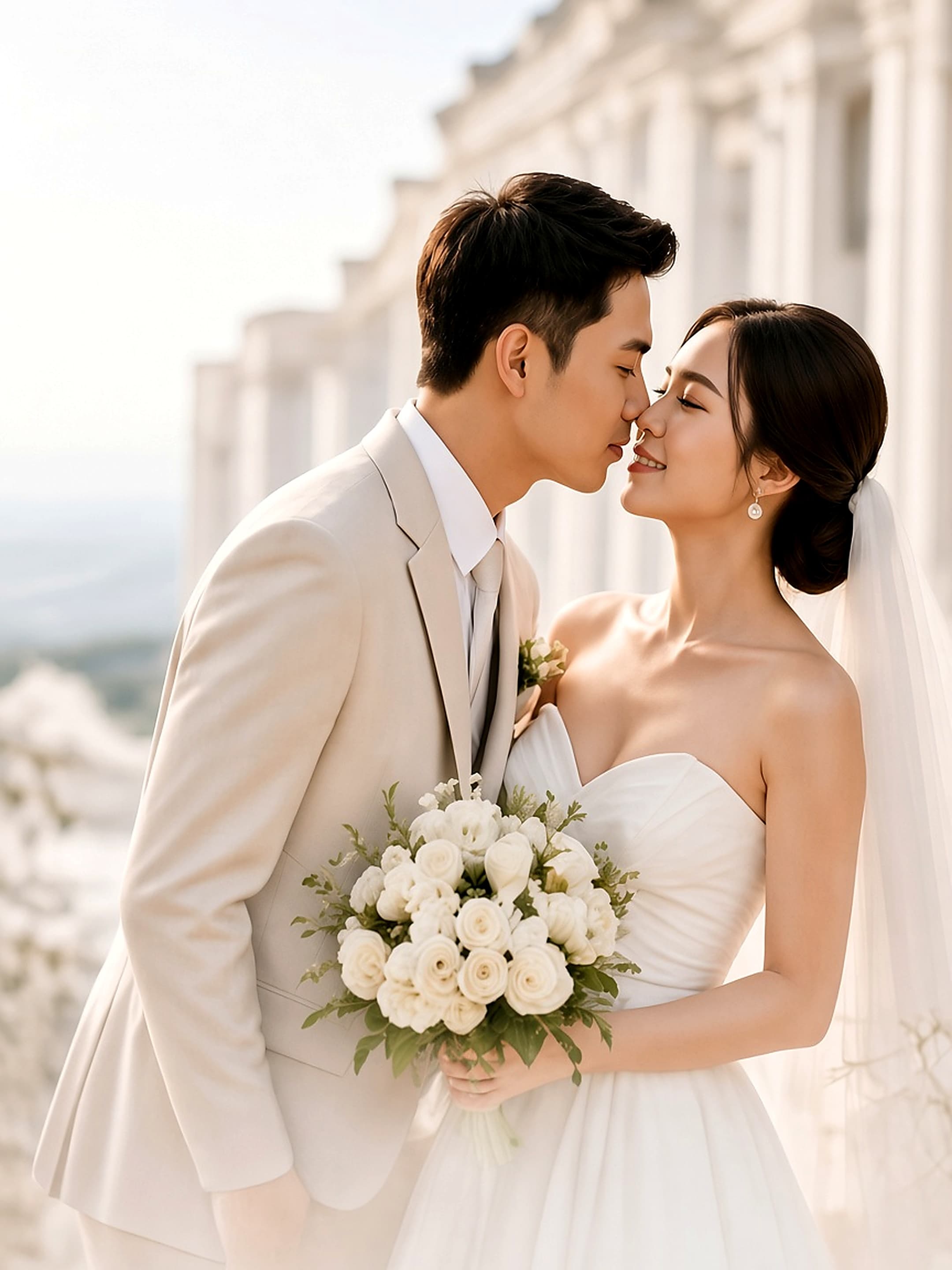 Xem trước mẫu website cưới Luxury White & Gold