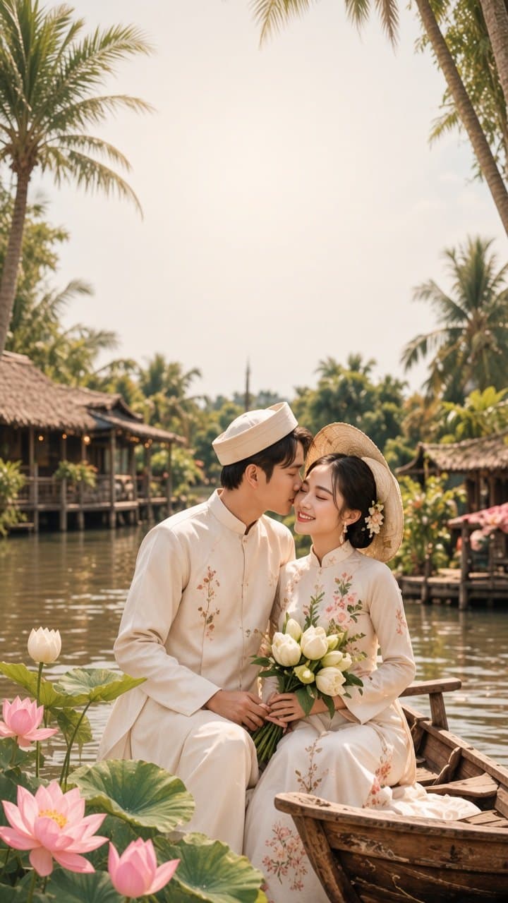 Xem trước mẫu website cưới Mekong Lotus